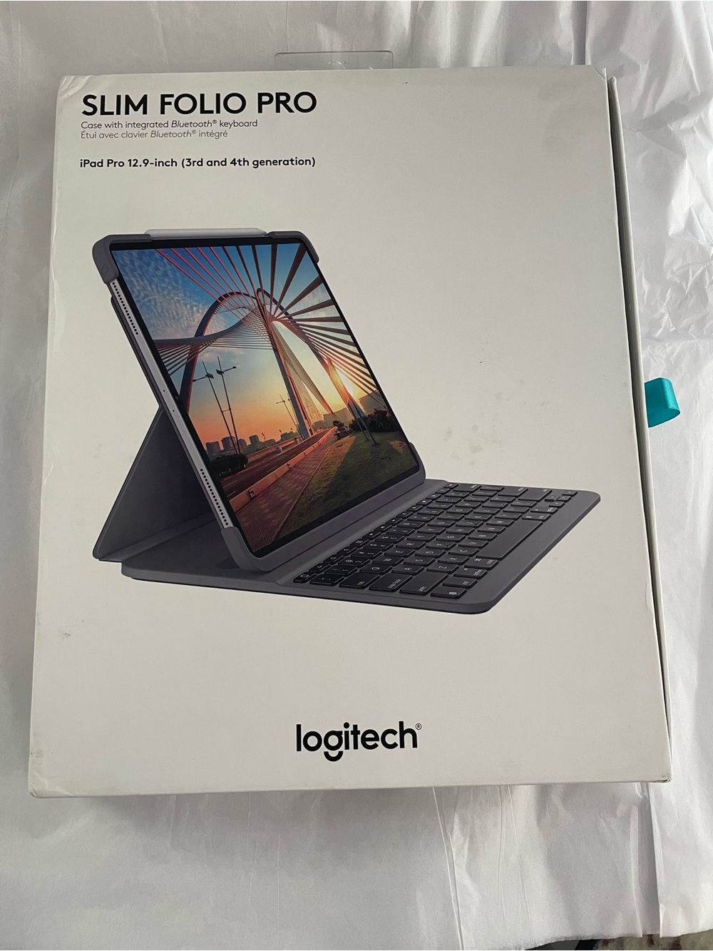 Logitech Slim Folio Pro iPad Pro Case 12.9 Inch 3rd & 4th Gen Bluetooth Keyboard